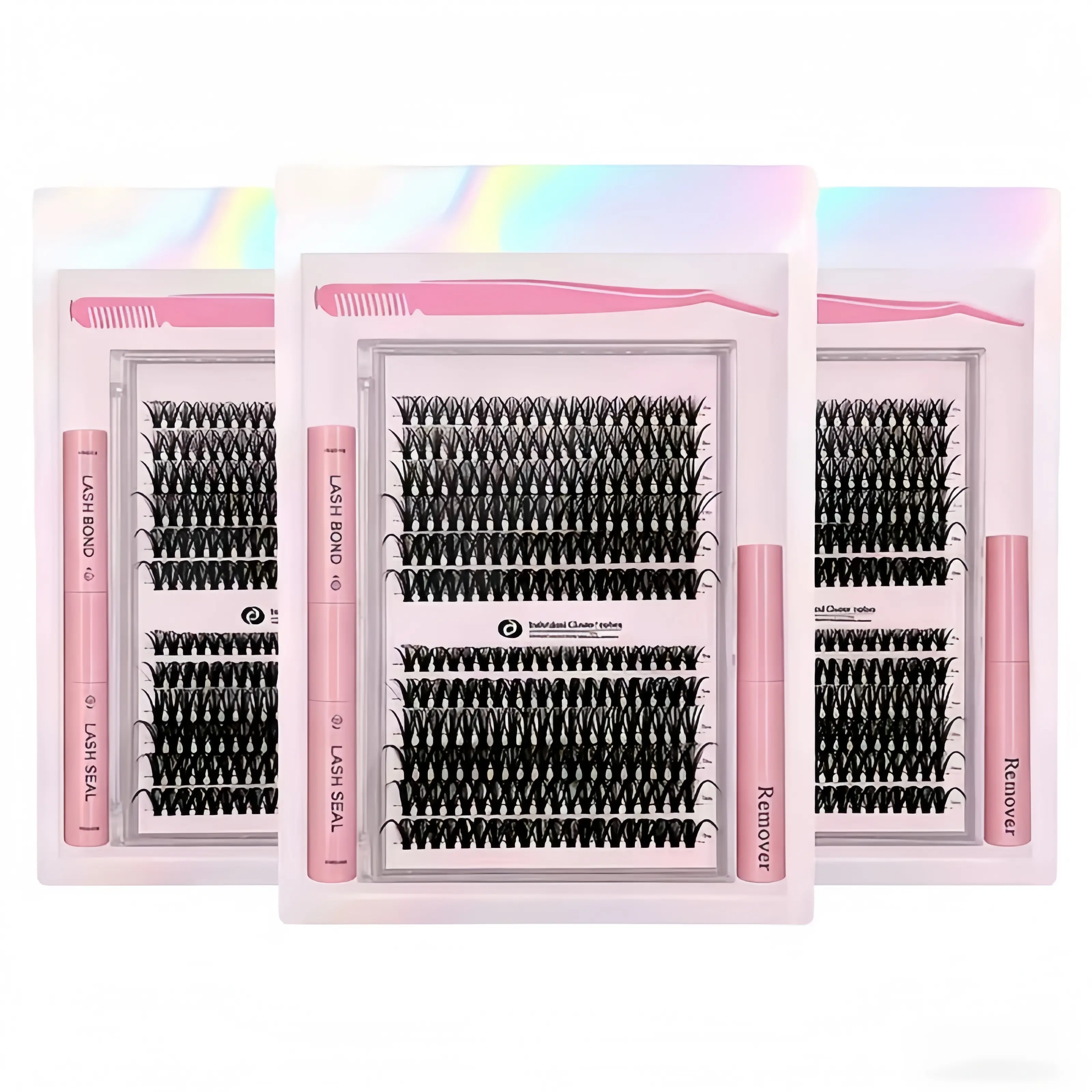 30D/40D Lash Clusters Kit, 9-17mm Mixed Length DIY Eyelash Extensions, Cluster False Lashes with Bond & Seal, Remover & Easy At-Home Application