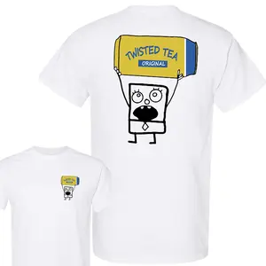 Cotton Short Sleeve  T-Shirt Doodlebob Twisted Tea Essential 2 Sided T-Shirt, Funny Drinking T-Shirt, Summer T-Shirt, Full Color T-Shirt, Unisex T-Shirt, For Men Women, Gift For Unisex Top Casual