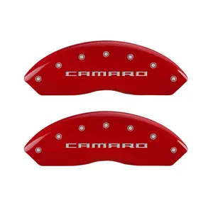 MGP 4 Caliper Covers Engraved Front & Rear Gen 5/Camaro Red finish silver