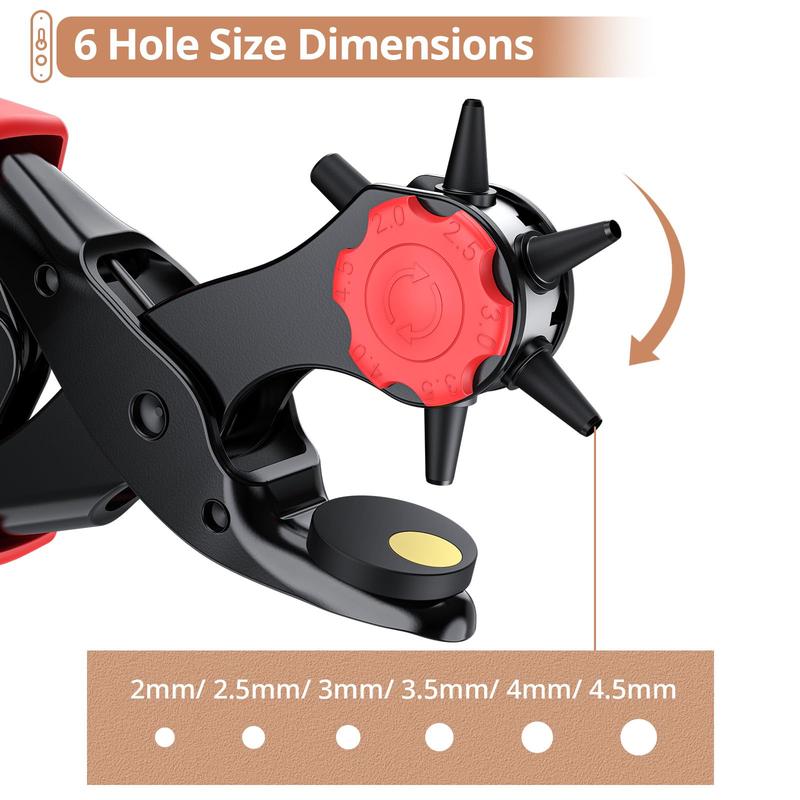 240Pcs Heavy-Duty Leather Hole Punch Kit with Punch Plier & Double Cap Rivets (4 Colors, 3 Sizes) - DIY Leather Repair Tool Set for Belts, Shoes, Bags, Jackets - Metal Rivet Tool Kit with Color-Coded Caps, Compatible with Fabric