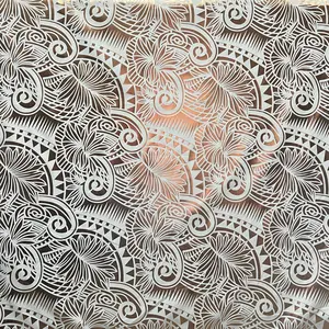 Islands Palm Leaves Foil Print Traditional Tattoo Polyester Fabric - 36in x 60in Continuous Piece, Polyester Textile for Sewing, Soft Furnishings