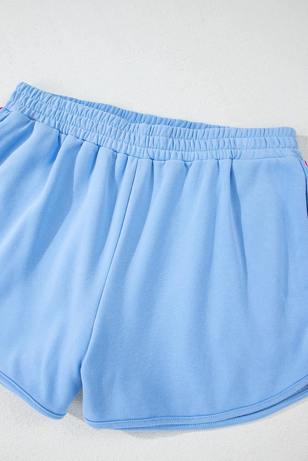 Mntaor Women's  Winteroutfit Comfy Striped Accent Crew Neck Pullover and Shorts Two Piece Loose Fit Set Pajamas Set Family Matching Set Cotton Fabric Loungewear