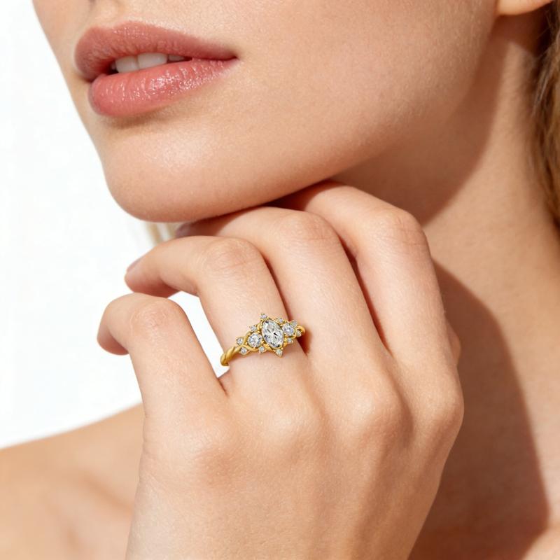 Delzzad 0.7ct Vintage Cluster Oval Cut Engagement Ring Band VVS Synthetic Moissanite Ring Jewelry S925 Perfect Birthday Engagement Wedding Anniversary Christmas Gift Delzzad 0.7ct Vintage Cluster Oval Cut Engagement Ring Band VVS Synthetic Moissanite Ring Jewelry S925 Perfect Birthday Engagement Wedding Anniversary Christmas Gift