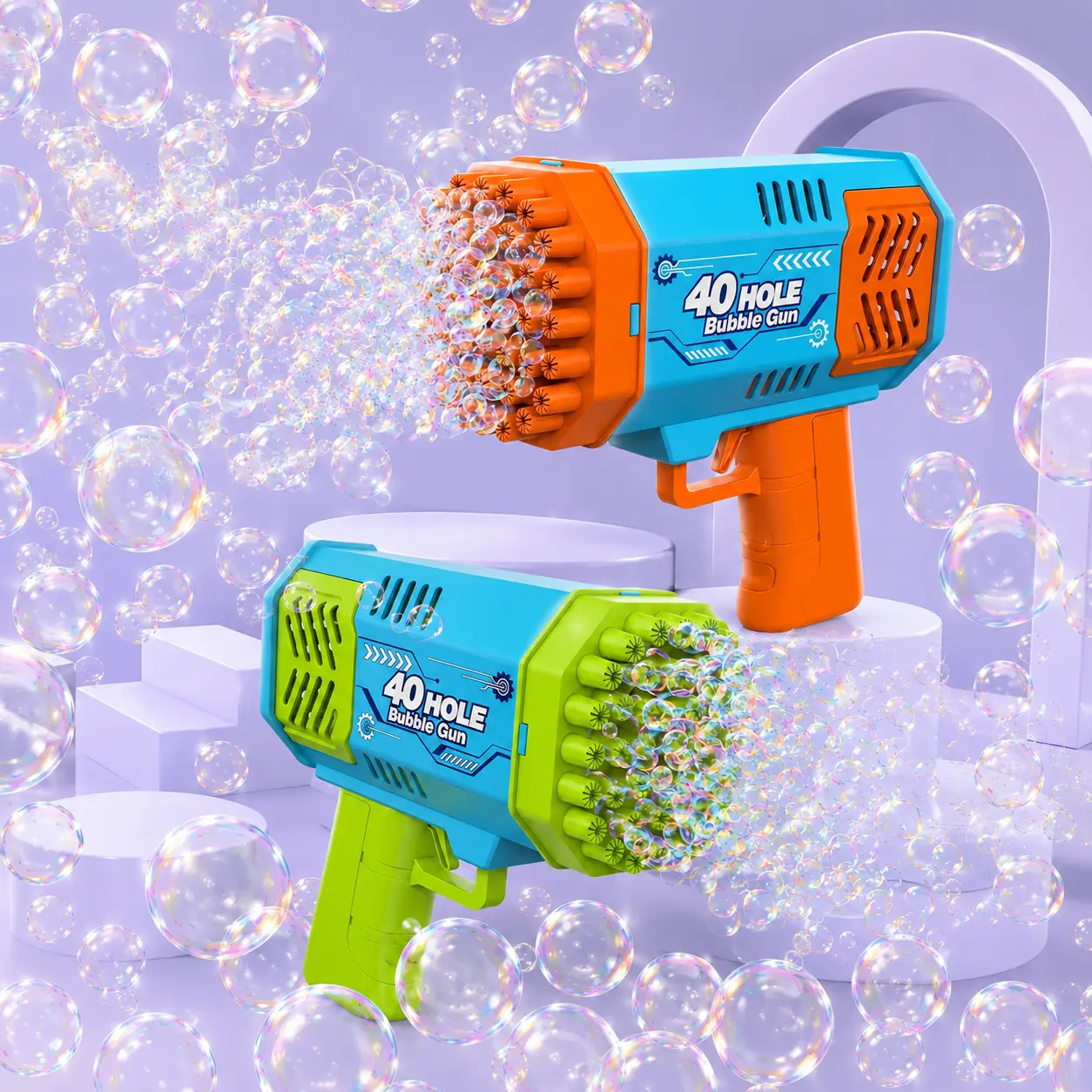 40 Hole Bubble Gun Large Output Automatic Blaster Toy for Kids Toddlers Summer Outdoor Fun Party Favors, Bubbles For Toddlers, Outdoor Bubble Machine