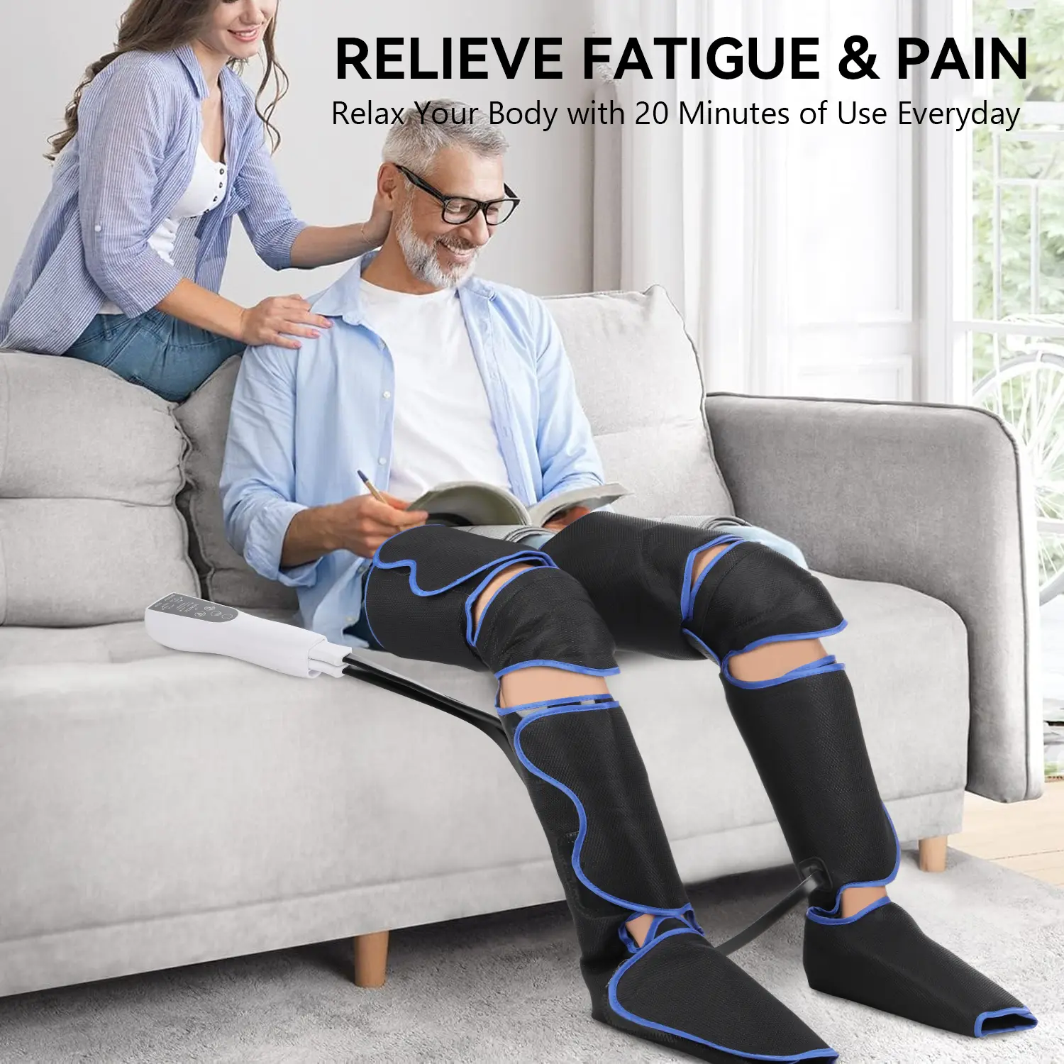 Full Leg Massager with Heat and Compression for Pain Relief, a Knee Pain Tool with 3 Modes, 3 Intensities, Kneading Mode, and Auto Timer for Men and Women, Heat+Compression, Relieves Pain