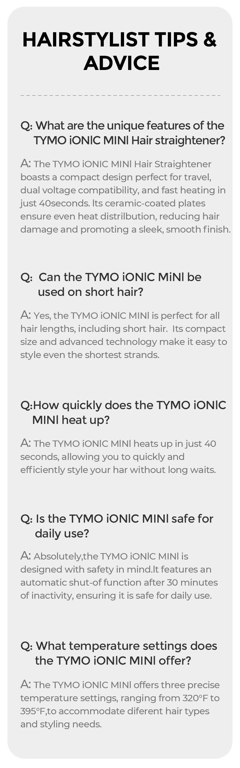 TYMO iONIC MINI-Hair Straightener Brush - Lightweight and Comfortable handle muk straightener Straightening Comb Straightening Iron