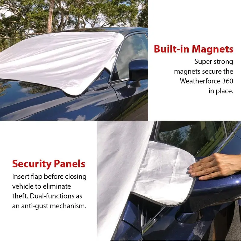 Weatherforce 365 Windshield Protector – All-Season Cover for Automobiles – All-Weather Sunshade, Snow, Ice Car Cover & Reversible with Anti-Theft Panels
