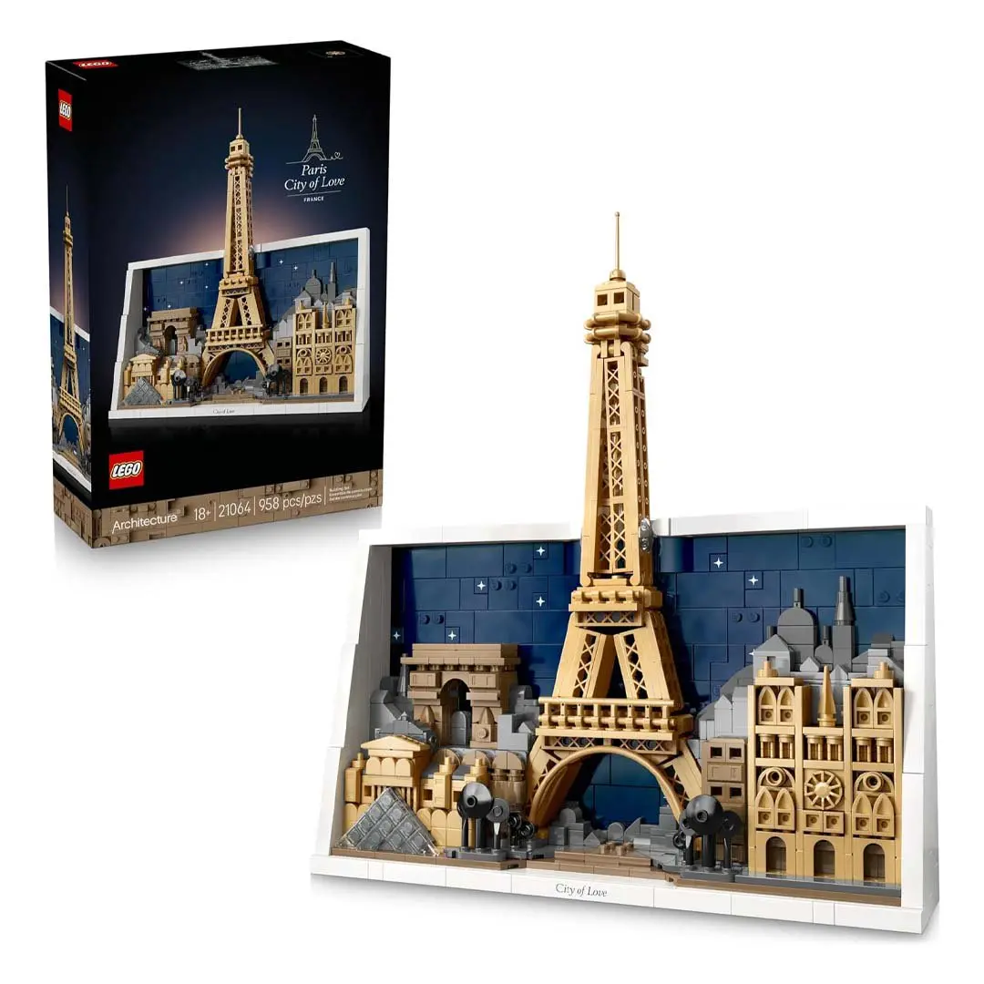 LEGO Architecture Paris - City of Love Brick Set (21064), Eiffel Tower & Arc de Triomphe Construction Model, Buildable Blocks Kit for Classic Building Toy Enthusiasts