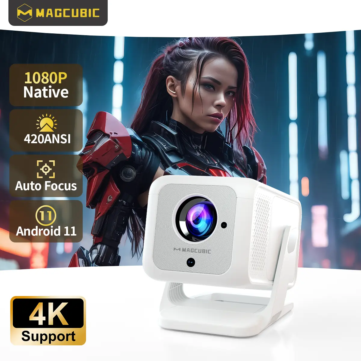 HY310X Projector 420ANSI Auto Focus & Keystone With 4K Videosource Supported Full HD 1080P Android 11 Built-in 5W Speaker BT5.2 for Outdoor Theater Stand Mini Portable Projector #TikTokShopBackToSchool,back to school,back to school haul