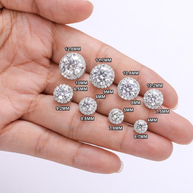 【#RRE103】UCCIYO Earring 925 Sterling Silver Synthetic Moissanite Stud Earrings for Women Men Fashion Simple Style Jewelry Gift Wedding Daily Birthday Anniversary