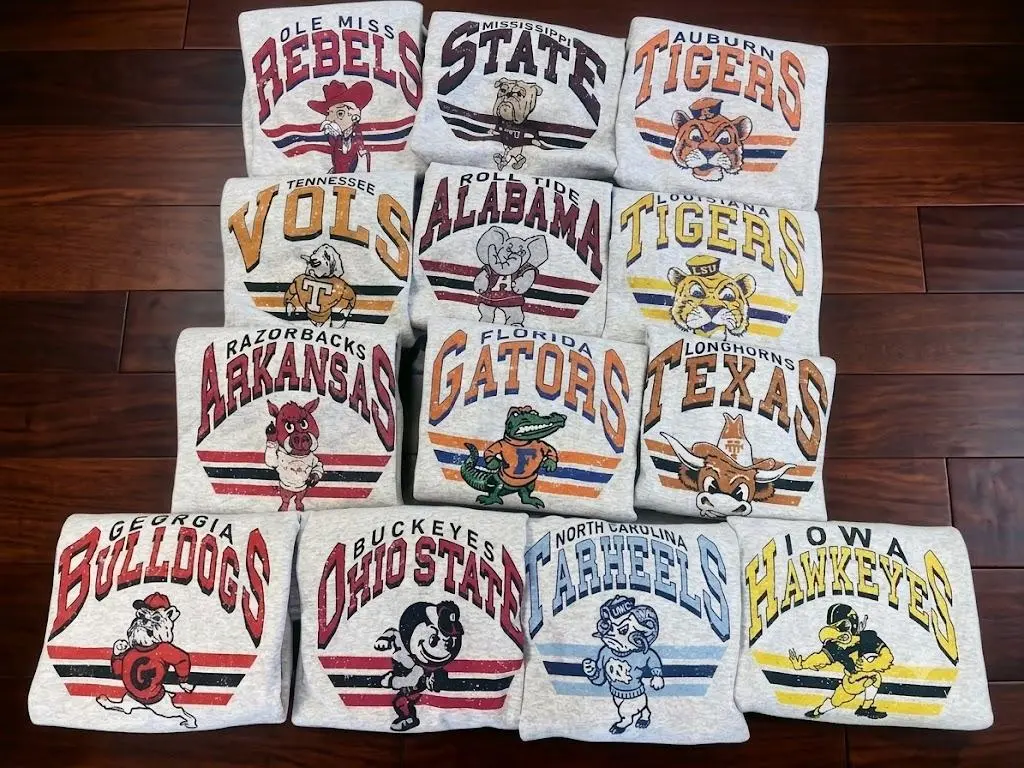 Retro College Football Sweatshirt – Ash Grey Unisex Crewneck for Game Day Fans, Classic