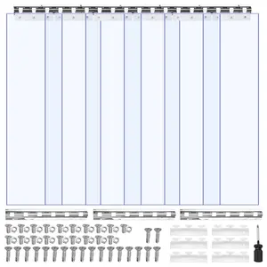 VEVOR Clear PVC Strip Curtain, 84 in Height x 36 in Width x 0.08 in Thickness, 6 PCS Walk in Freezer Cooler Curtain Strips, Thermal Insulating Plastic Door Strips for Warehouse, Freezer, Garage Doors