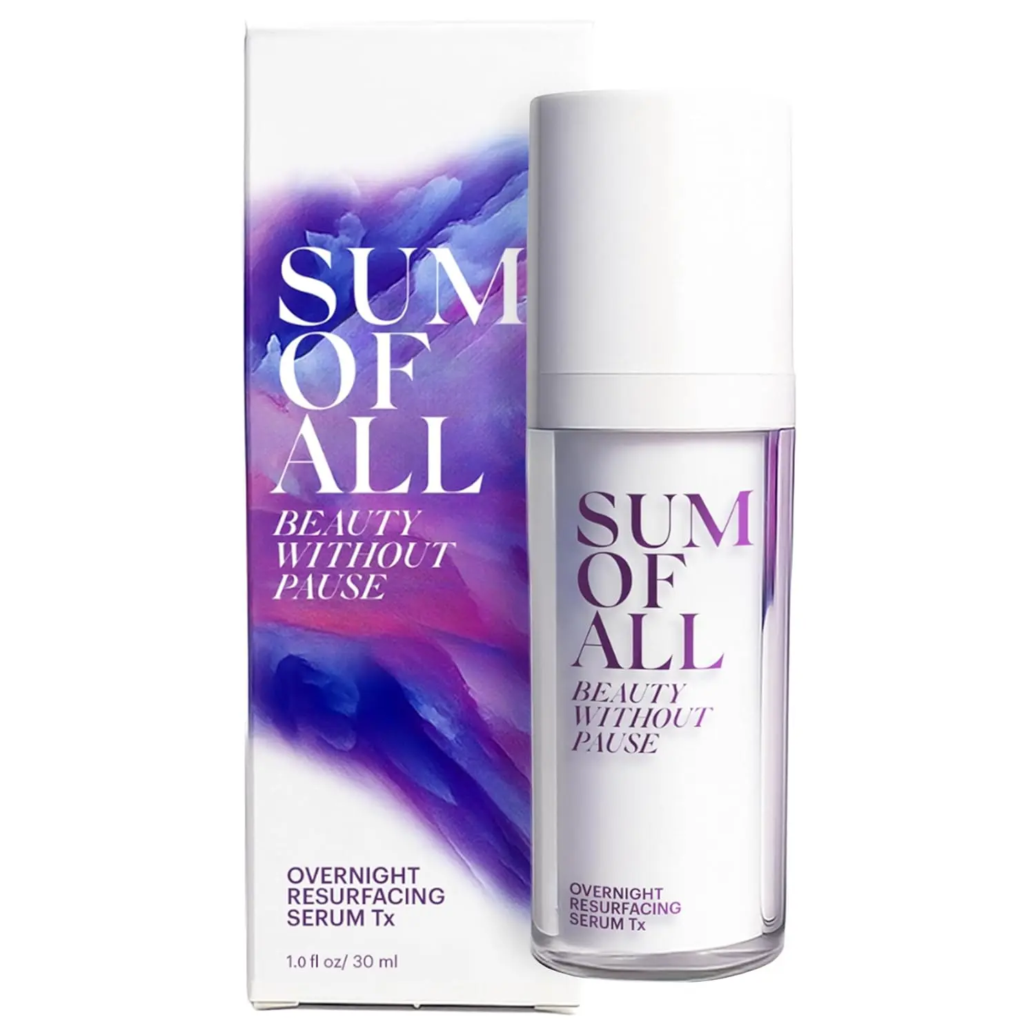 SUM OF ALL Luxury Overnight Resurfacing Facial Serum Tx - AHA Glycolic Acid & Pineapple Enzyme Formula for Skin Toning, Texture, Dullness, Radiance Restore, Fragrance-Free Scent Option, Menopause Skincare for Women, 1.0 fl oz, Mild, Plant, Peptides, Natur