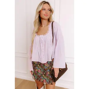 Boho Energy Lace Top in Dusty Purple
