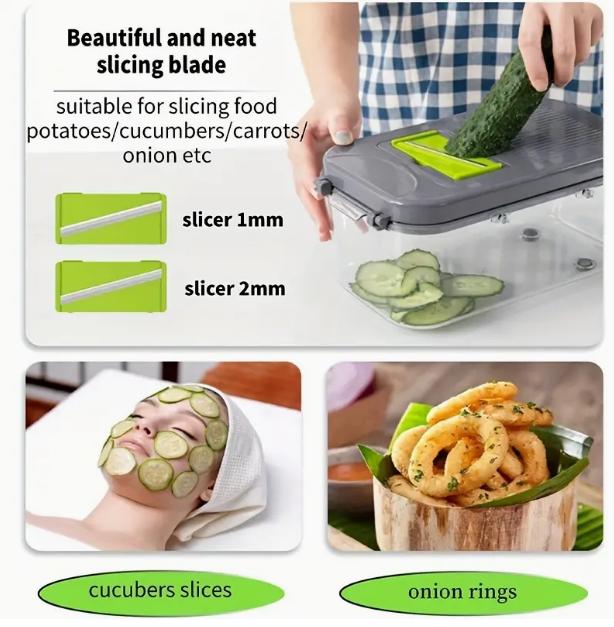 1 Set, 22in1 Vegetable Chopper, Multifunctional Fruit Slicer, Manual Food Grater, Vegetable Slicer, Cutter With Container, Onion Mincer Chopper, Household Potato Shredder, Kitchen Stuff, Kitchen Gadgets