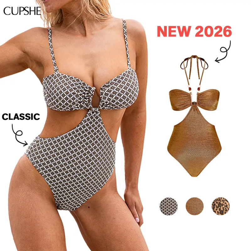 CUPSHE Textured Boho Crochet One Piece Swimsuit - Deep V-Neck with U-Ring Detail | 2026 Trendy Vacation & Pool Party Essentials