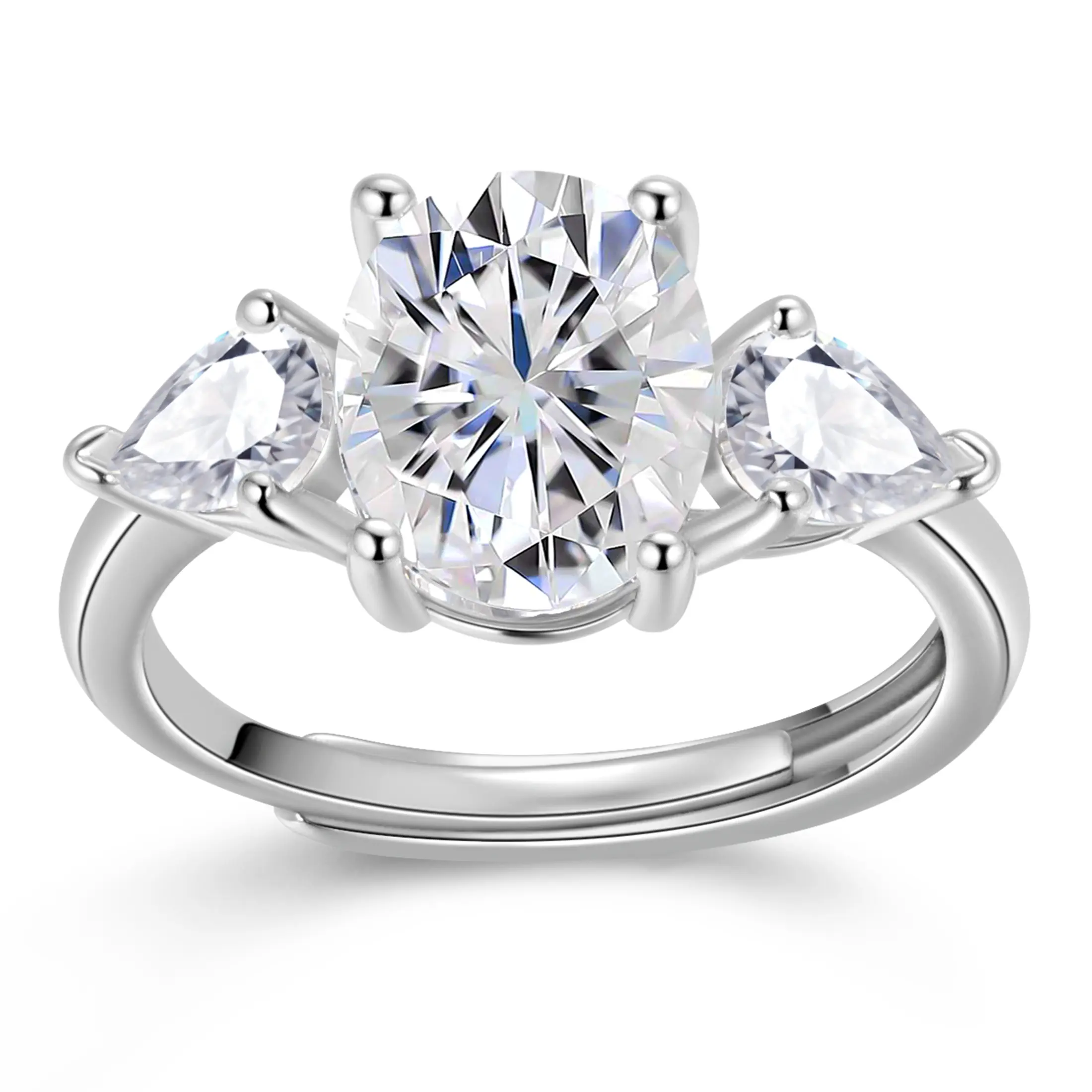 FASJEWLY Women's 3CT Oval Cut Halo Ring, Adjustable Cubic Zirconia Engagement Band, Elegant Everyday Jewelry, Engagement Jewelry, Wedding Promise Rings