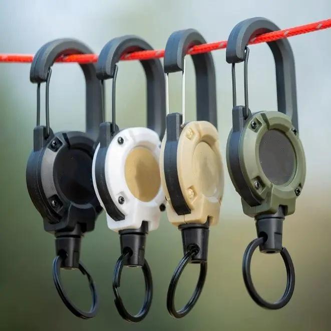 Retractable Keychain Heavy Duty Multitool Carabiner Badge Holder 58cm Stainless Steel Cord for Men Women Easy Use Lightweight Design-MM