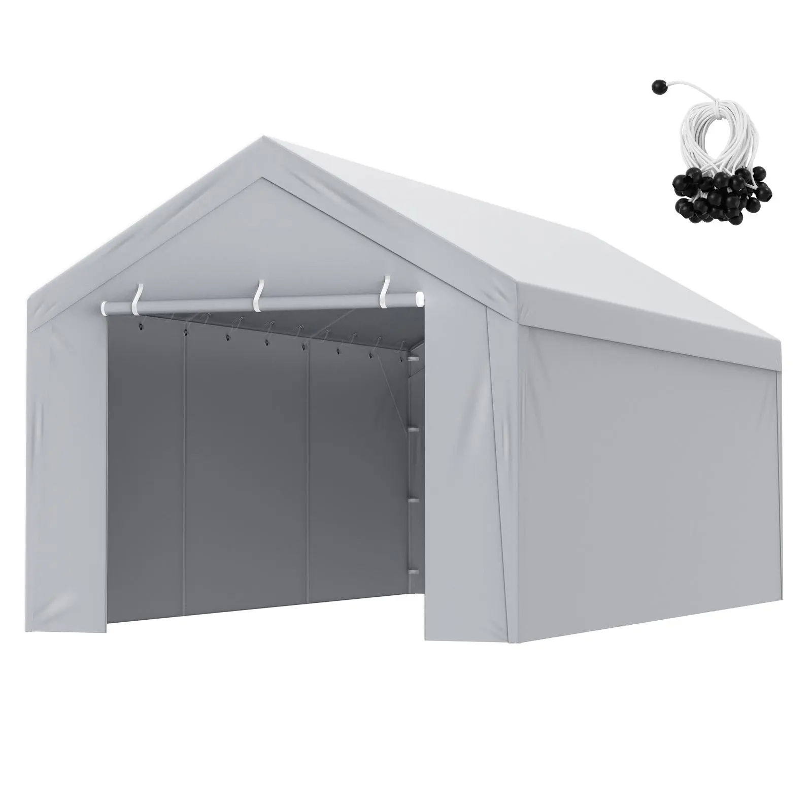 VEVOR 10x20ft Patio Canopy Replacement Cover Top with Side Wall & Velcro, Grommeted PE Plastic Outdoor Shelter Tarp, Heavy-Duty Waterproof UV-Protected, Easy Installation with Ball Bungees, White (Frame Not Included)