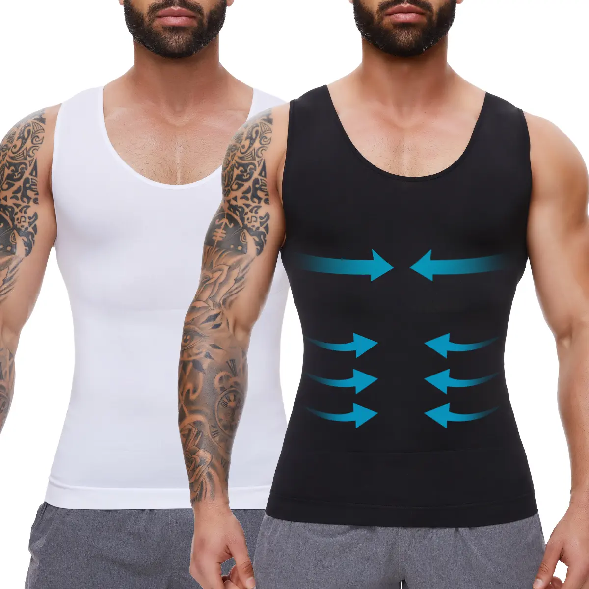 1/2/3/4 Pack Menswear Body Shaper Shirts Tank Tops Underwear Stretchy Breathable Workout Vest Fitted Undershirts Athleisure Shapewear for Gym & Athletic Casual Fashion Smooth Clothes