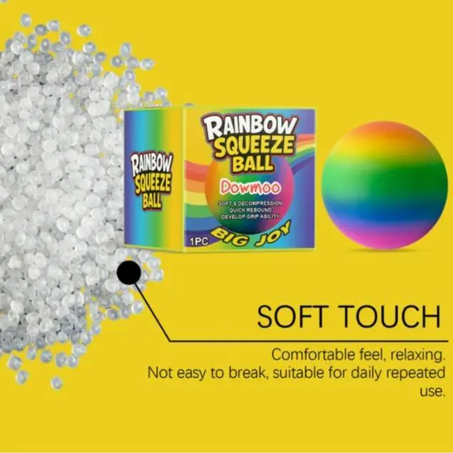 Homonth Rainbow Squeeze Ball Stress Relief Fidget Toy - Soft Squishy Sensory Anxiety Aid, Hand Therapy Toy for Kids & Adults, Ideal for Office Desk Use, 1-Pack