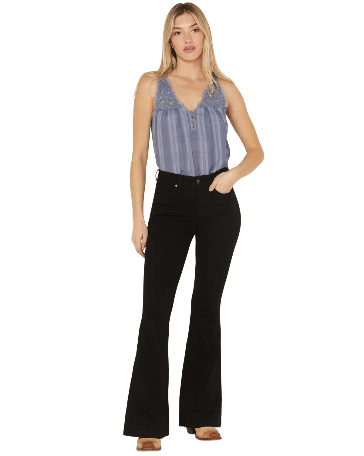 Shyanne Women's Women'S Edson High Rise Super Flare Stretch Denim Jeans - Swfa25j16-Blk