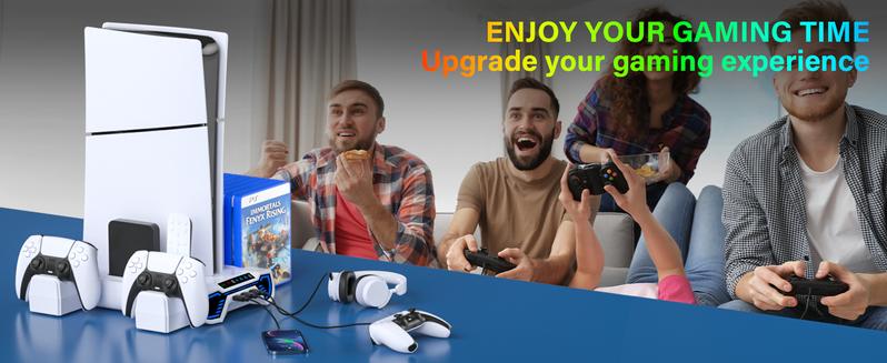 PS5 Cooling Station Charging Base with Upgraded Touch Screen for Standard/Slim/Pro, All-in-One Stand Compatible Disc/Digital, Dual Controller Charger,3-Level Cooling Fan, 3 USB Hub, Best Christmas Gift for Gamers