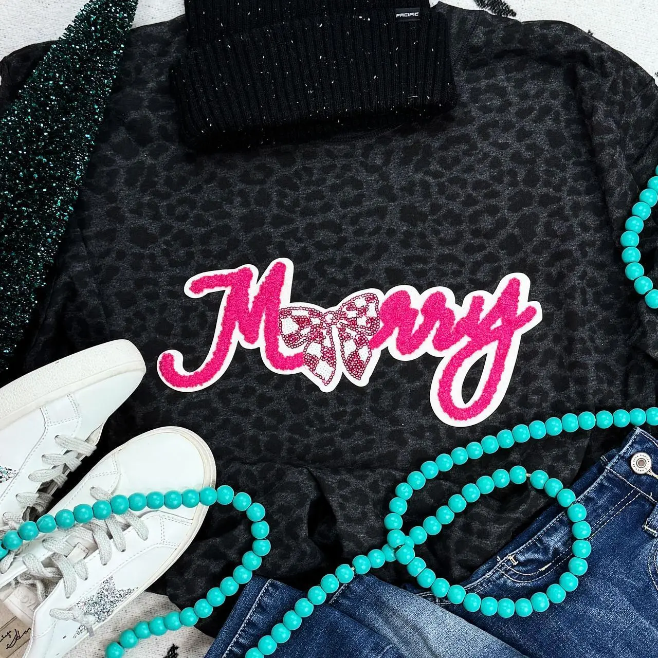 Merry Bow Chenille/Sequin Patch