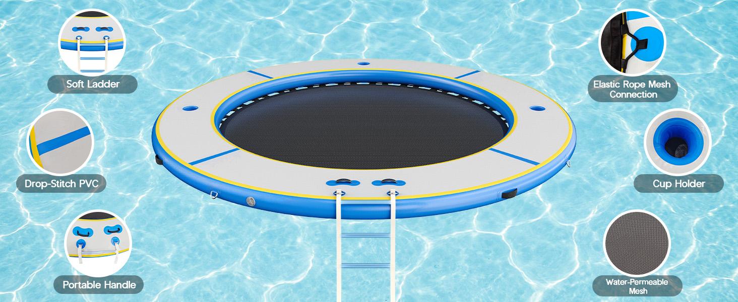 AMERLIFE 8FT/10FT/12FT Hexagon/Circle/Triangle Inflatable Water Hammock for Adults, Floating Raft Dock Platform with Mesh, Heavy Duty Water Float Dock for Lake, Beach, Summer Party AMERLIFE 8FT/10FT/12FT Hexagon/Circle/Triangle Inflatable Water Hammock for Adults, Floating Raft Dock Platform with Mesh, Heavy Duty Water Float Dock for Lake, Beach, Summer Party