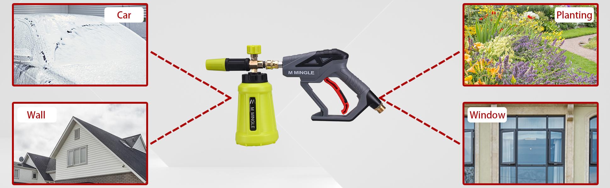 M MINGLE High Pressure Washer Foam Cannon Kit, FOR PRESSURE WASHER, 4000 PSI Short Handheld And Foam Lance with 5 Nozzle Tips, 1 Liter Outdoorfun, ChristmasGift