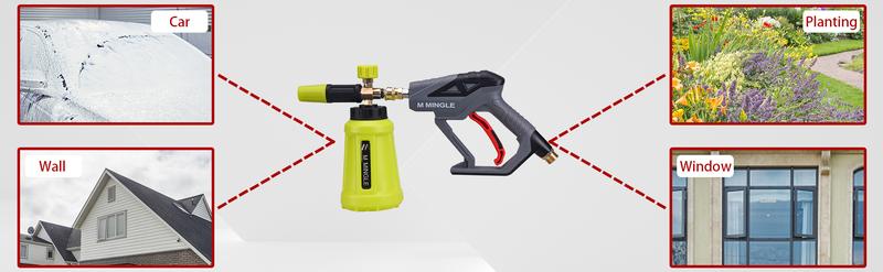 M MINGLE High Pressure Washer Foam Cannon Kit, FOR PRESSURE WASHER, 4000 PSI Short Handheld And Foam Lance with 5 Nozzle Tips, 1 Liter Outdoorfun, ChristmasGift