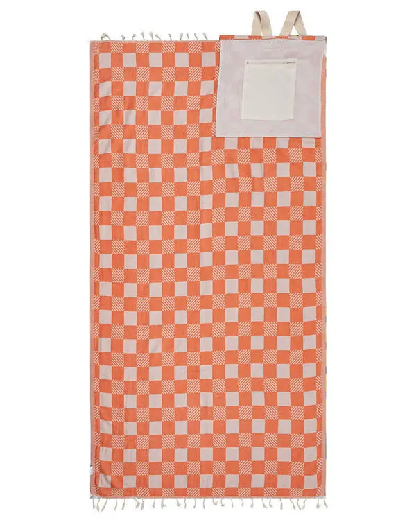 Checker Towel Bag - Coral