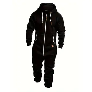 2024 autumn and winter men's hooded wool jumpsuit, suitable for fashionable casual clothing