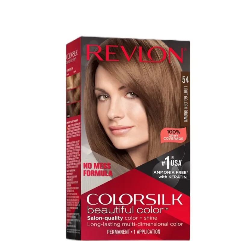 Revlon Colorsilk Beautiful Color-Safe Permanent Hair Color 54 Light Golden Brown - 100% Coverage, Long-Lasting Multi-Dimensional Haircare Product, Color-Safe Permanent Color