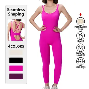 SUOVADUN 310001 Women's Seamless Sportswear One-Piece Yoga Jumpsuit with Tummy Control Hip Lift for Daily Wear and Training Solid Color Stretchable Activewear Workout Gym Clothing