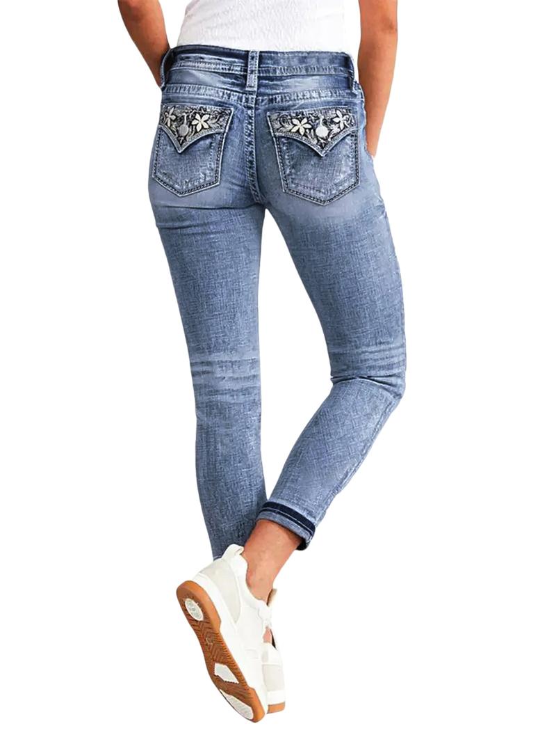 Butt Lifting Skinny Jeans with Retro Embroidered Pockets Light Wash Stretch Denim That Shapes Your Curves and Elevates Your Everyday Style