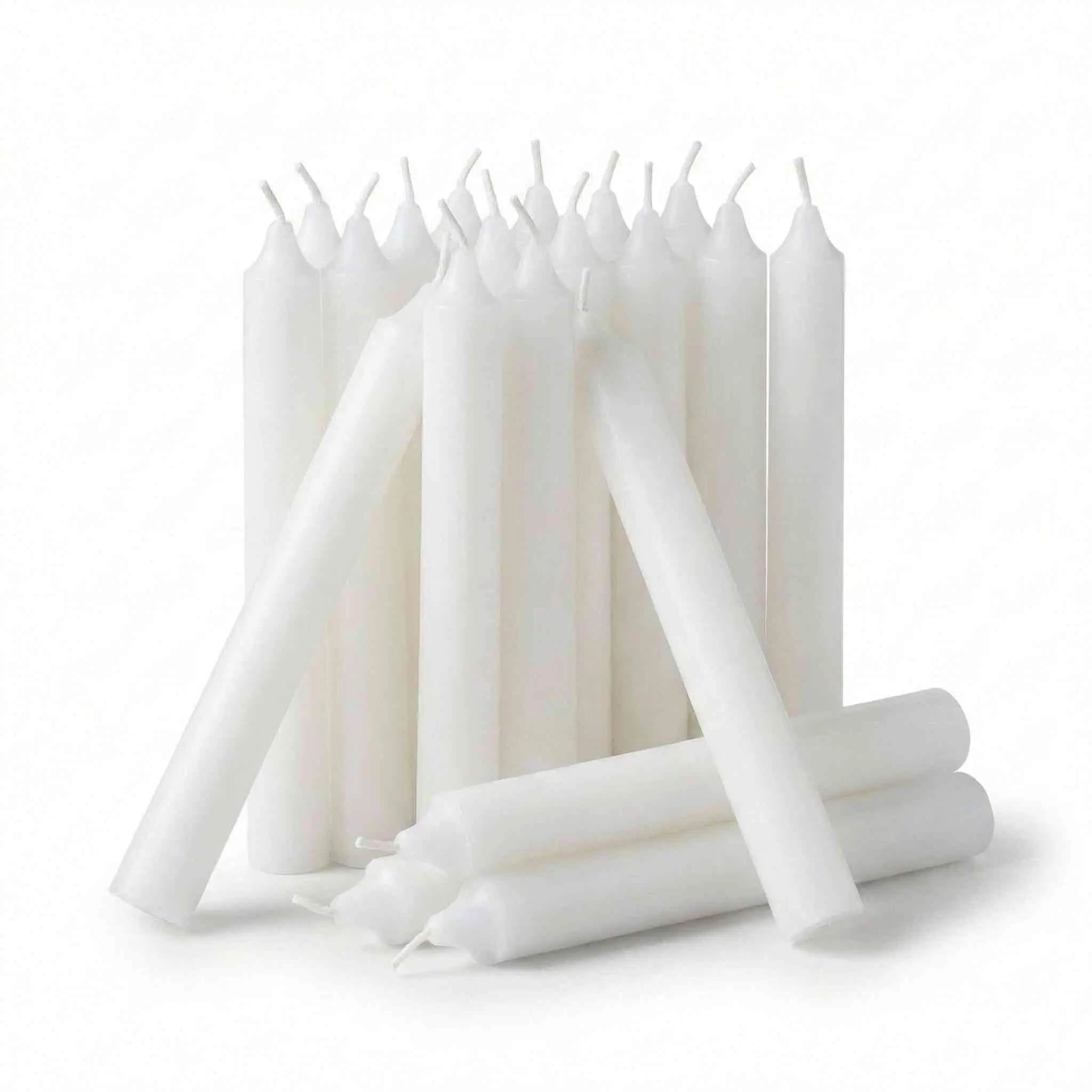 White Chime Candles 20-Pack — Half-Inch All Purpose Ritual Taper Candles