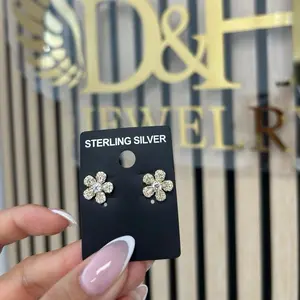 Aretes de flor, plata 925