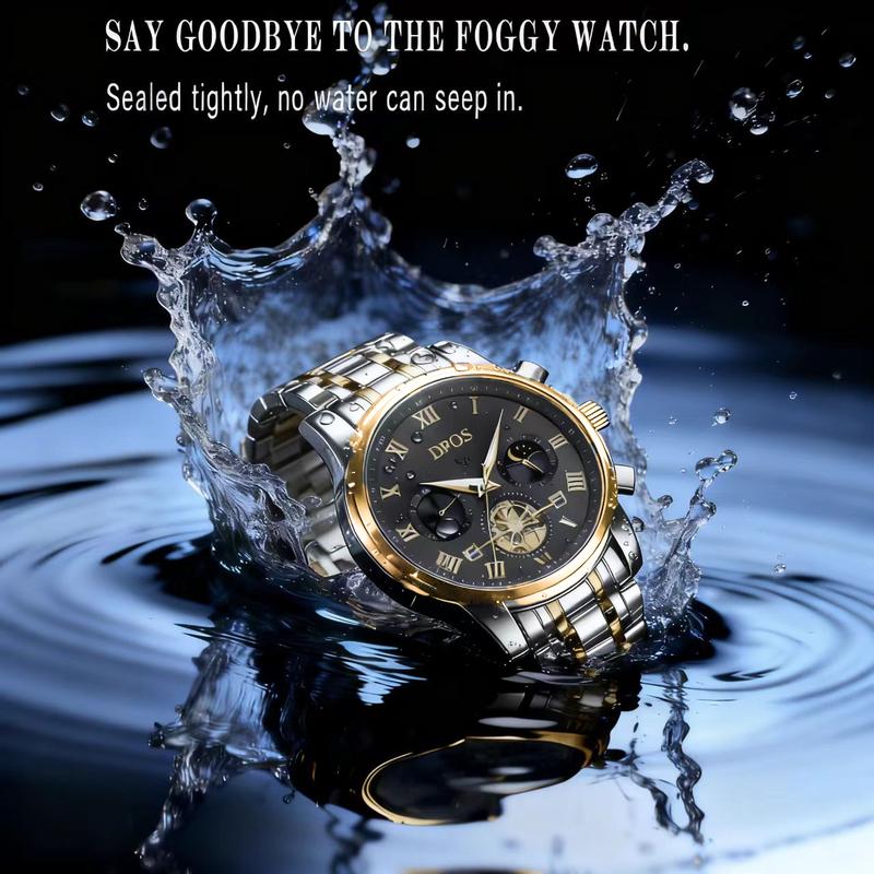 The top choice for boys! A 48mm large dial mechanical wristwatch, combining appearance quality with practicality, with luminous moon phase chronograph function! 40 meters of water resistance and fog protection, suitable for daily commuting. watch travel