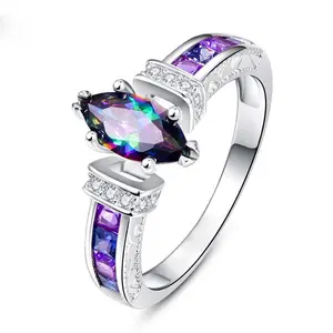 Special Marquise Shape Shiny Purple CZ Prong Setting Fashion Party Rings for Women Size 6-10