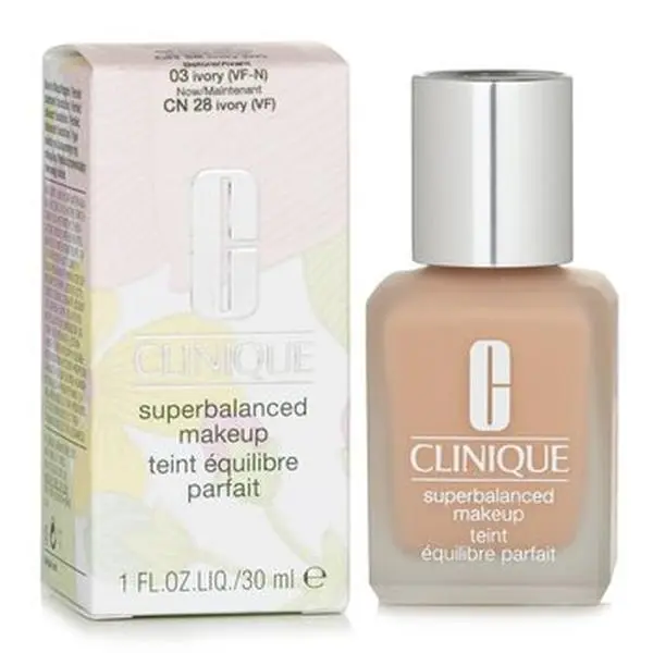 Clinique Superbalanced Hydrating Moisturizing Oil Cosmetic Foundation, No. 03/CN 28 Ivory, 30ml/1oz Full Coverage, Concealer Makeup, Flawless