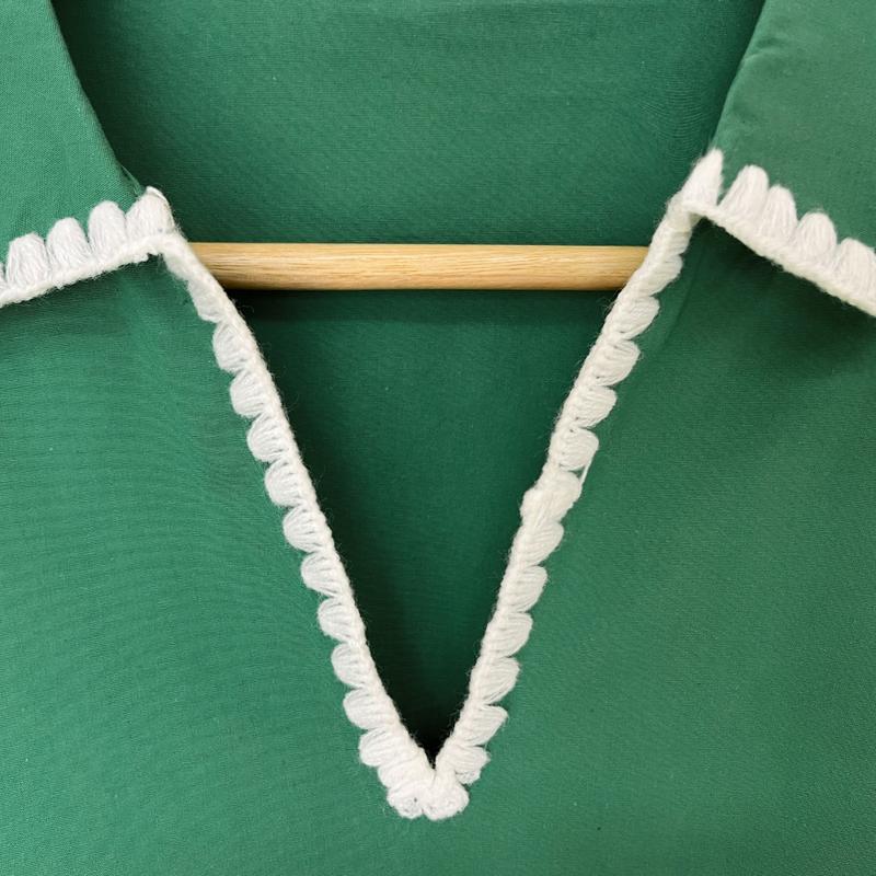 SageVell 100% Cotton Flattering Green Blouse for Women Soft Fit Southern Style with Scalloped Trim  Top for Spring  Outfits Easy Everyday Elegance