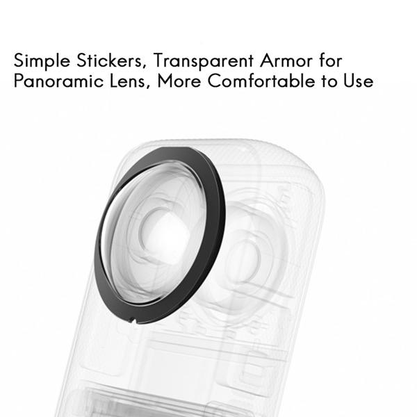 Lens Protector Film for Insta 360 X3 - Scratchproof Sports Camera Accessories Black & Clear Lens Cover Metal Plastic Waterproof Splashproof Adhesive Lens Cap Full View Protection