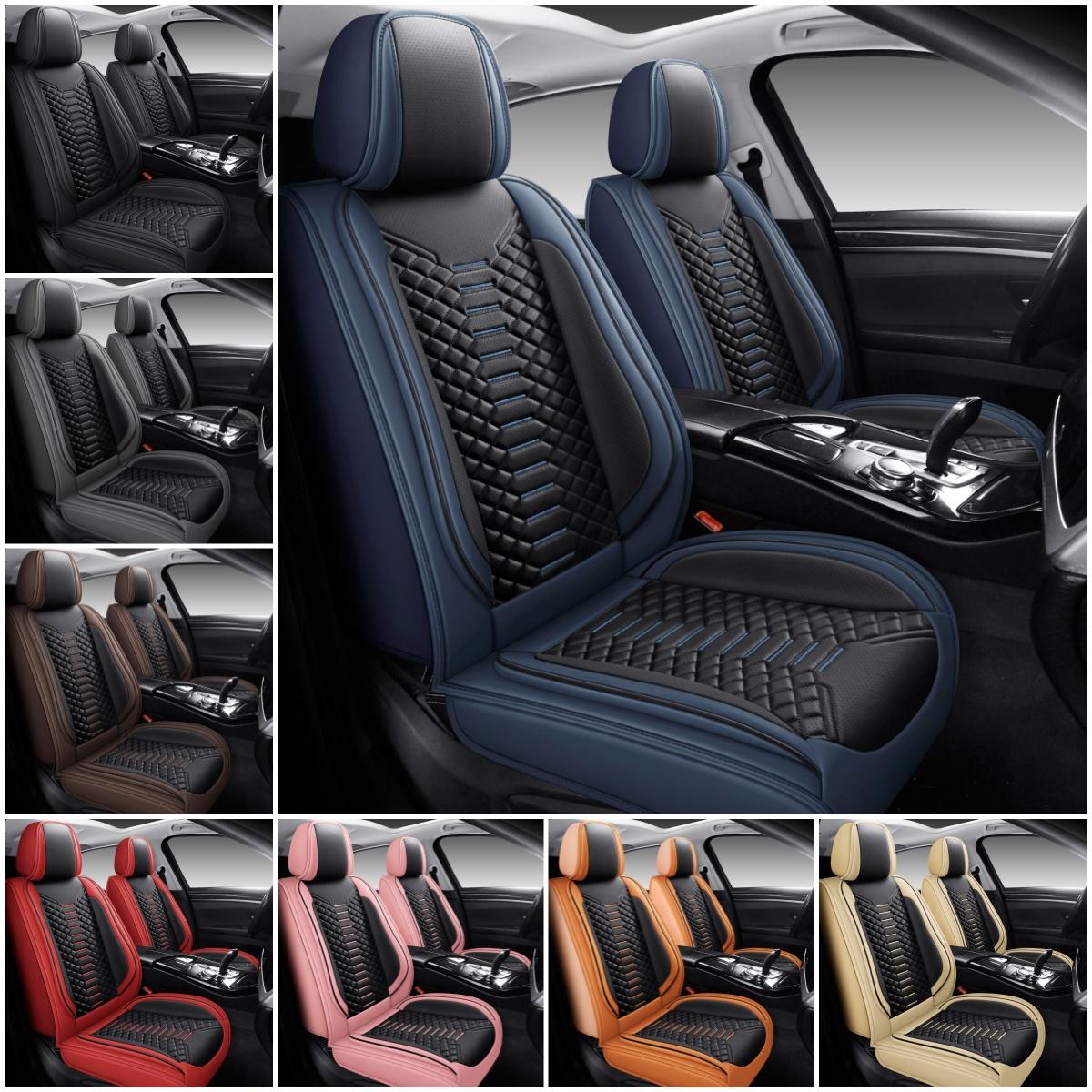 For Chevrolet Silverado GMC Sierra 1500/2500 HD/3500 HD Pickup Truck 2007-2025 Car Seat Covers, Soft Touch Premium Napa PU Leather Full Set Front Rear Seat Cushion Full Surround Design with Storage Bag, Breathable Non-Slip Waterproof Protector Pad Mat
