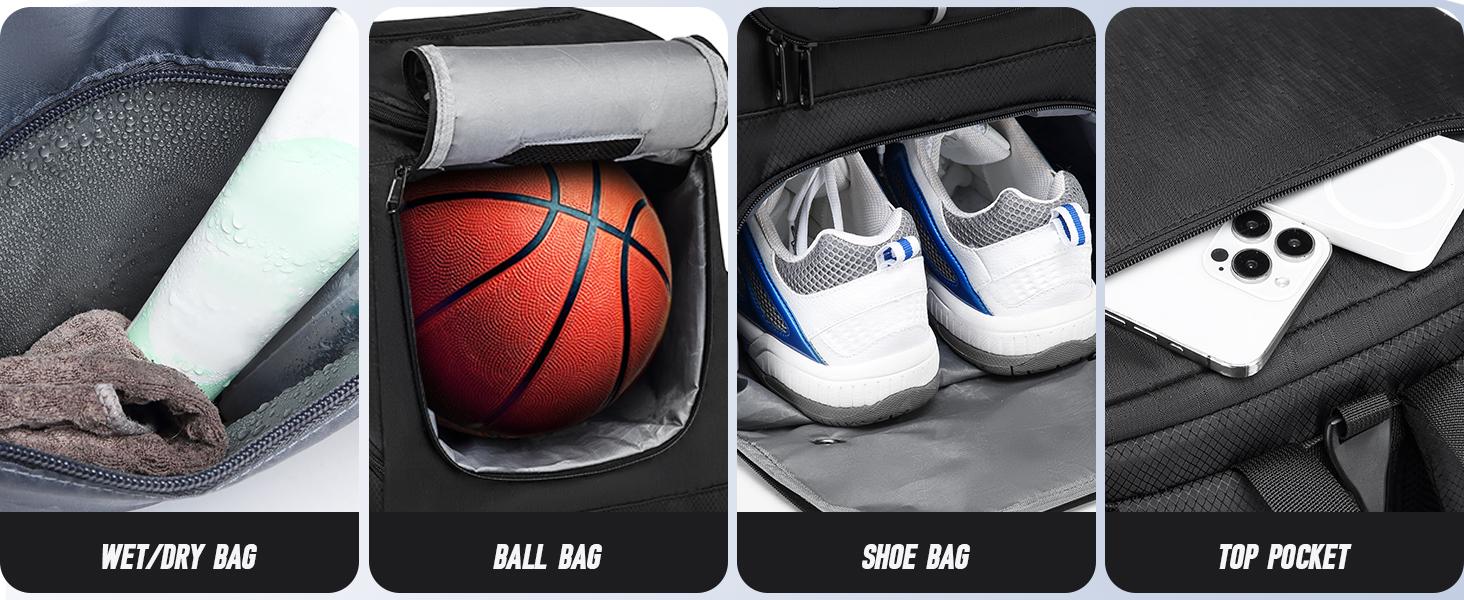 Basketball Backpack with Separate Ball Holder & Shoes Compartment Water Resistant Sports Bag for Basketball Soccer Volleyball Rugby Daily Fitness Gym Travel