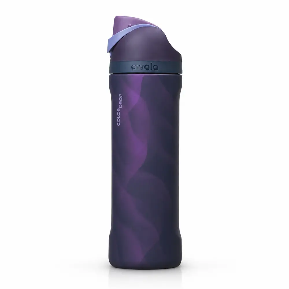 Owala “Arctic Storm” 24oz FreeSip Stainless Steel Water Bottle – Purple Aurora Color Drop Insulated Bottle with Built-In Straw