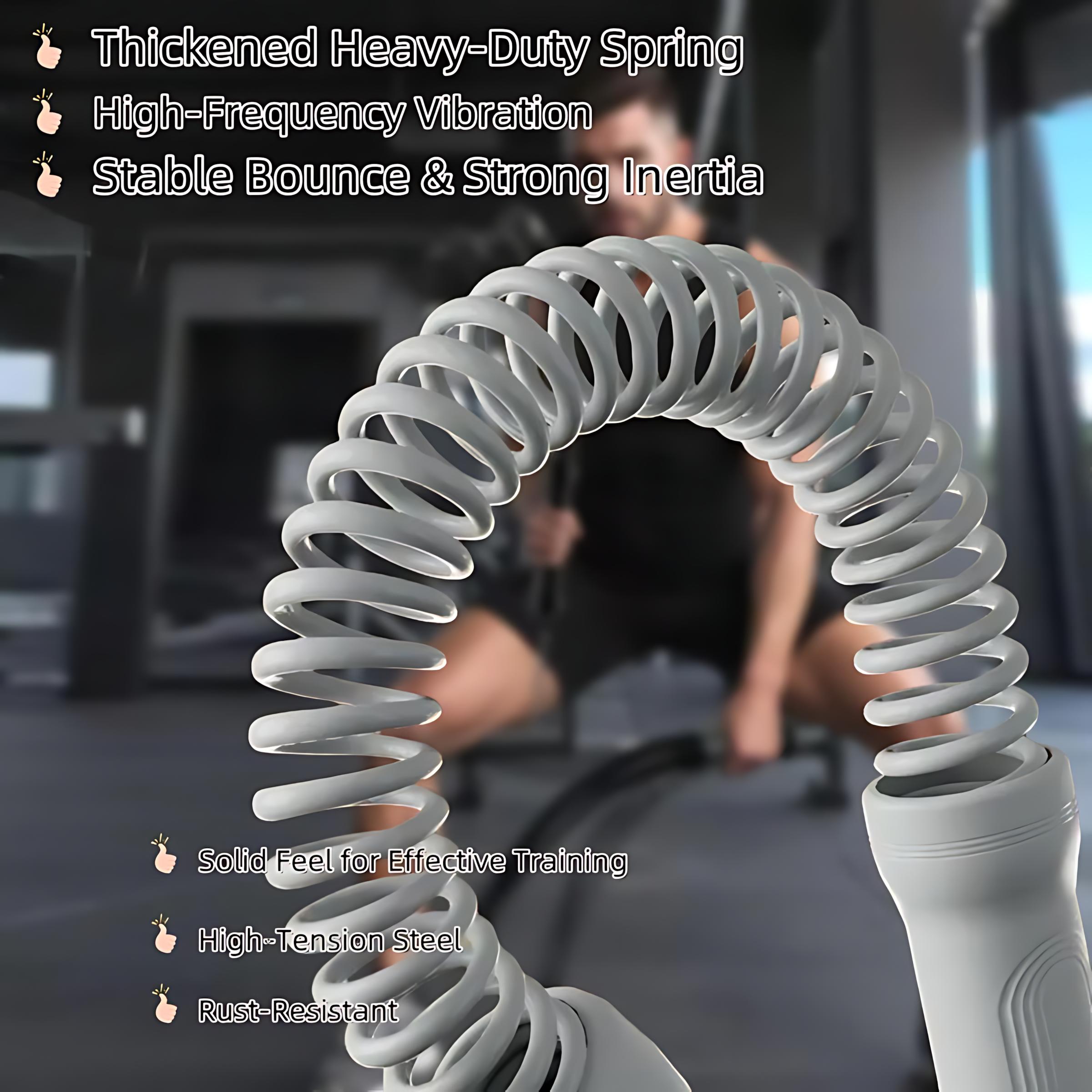 2PCS Weighted Cordless Battle Ropes - Quiet Ropeless Unisex Trainer with Black Stainless Steel Grip Strengthener Stick for Home Full Body Workout, HIIT Cardio