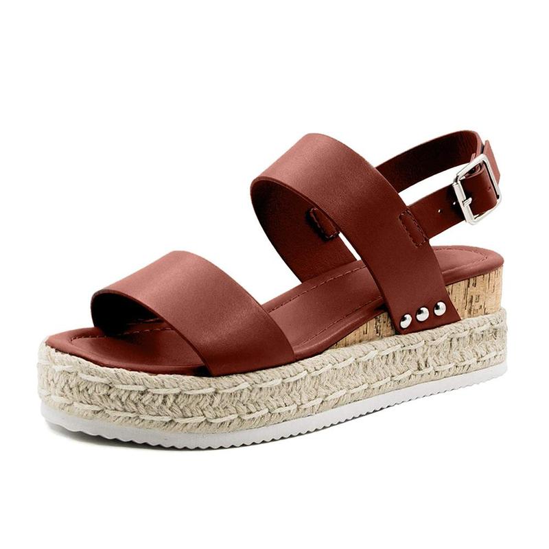 Athlefit Women's Espadrilles Sandals Ankle Strap Buckle Wedge Sandal Open Toe Studded Platform Sandals Casual Shoes Walking Shoes Flatform Footwear