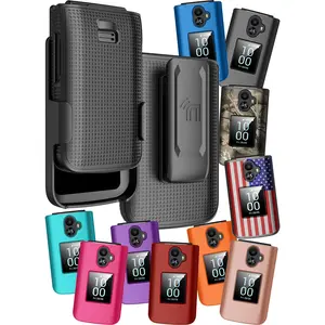 Nakedcellphone Holster Series for TCL Flip 3 Phone Case, Slim Hard Shell Cover and Belt Clip Holder Combination