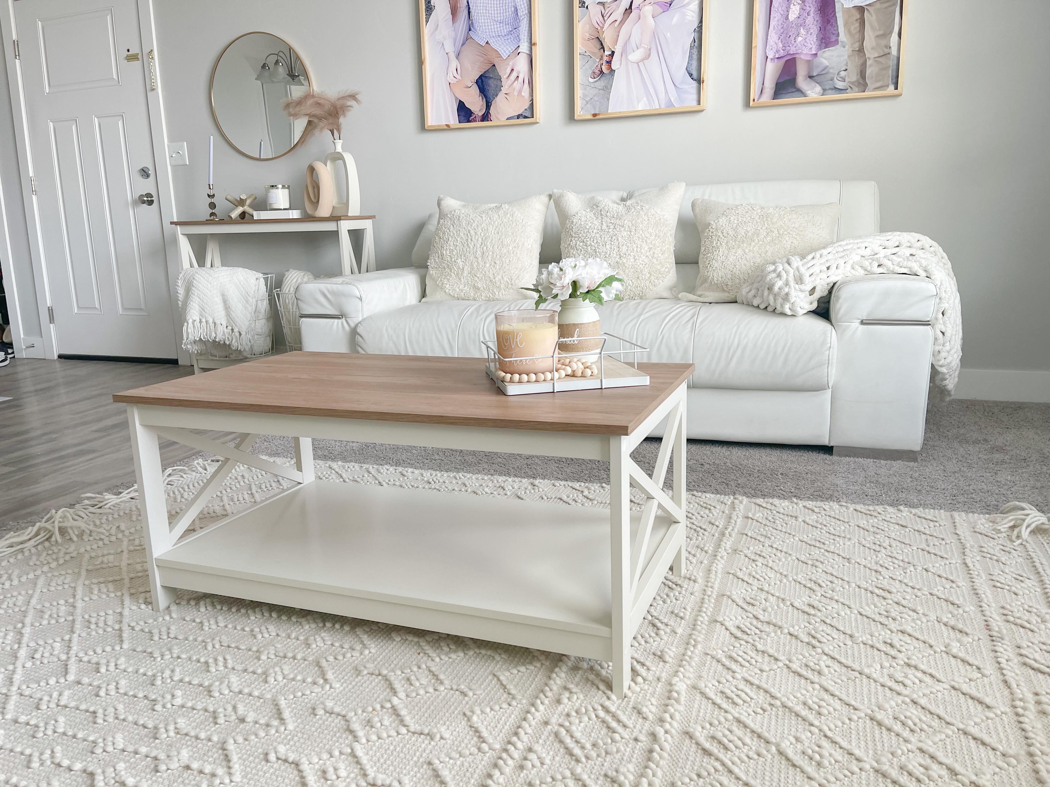 PHI VILLA End Table Living Room - Side Table/Coffee Table/Console Tables for Small Spaces - White Furniture Home Springtok Lamp